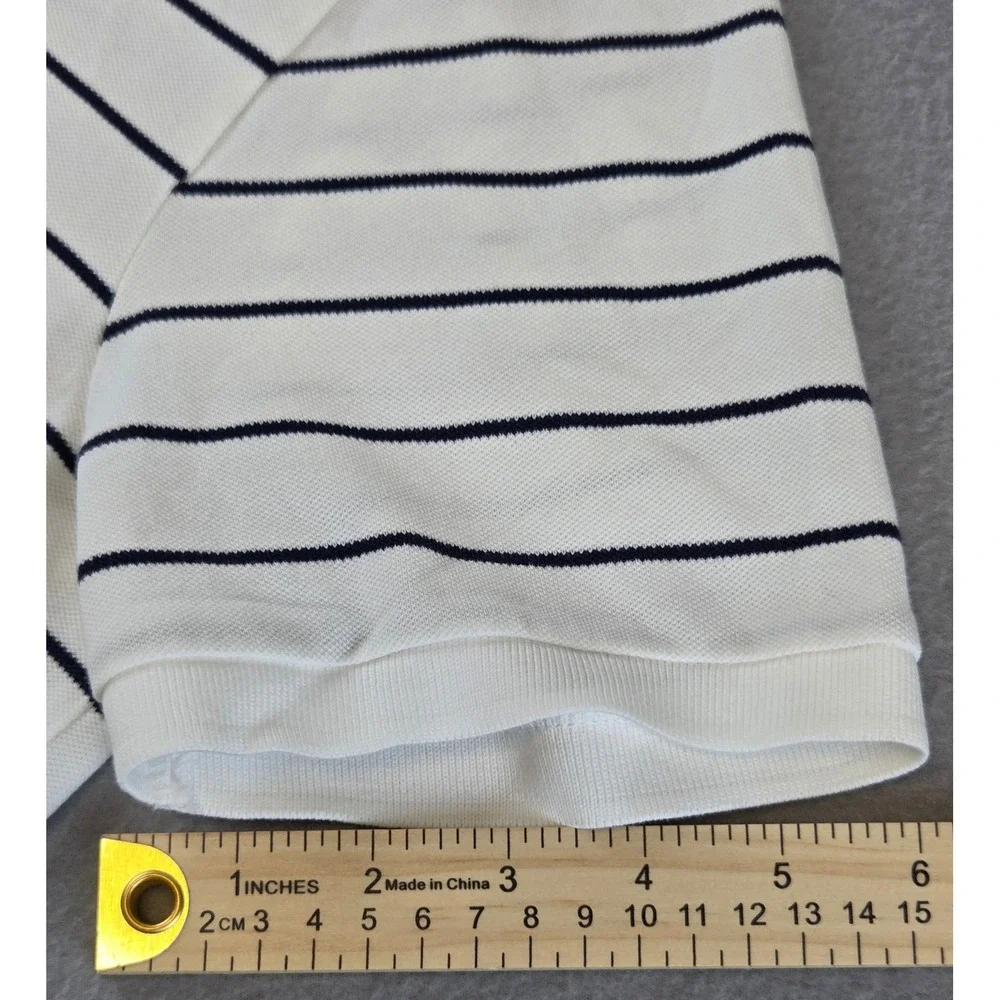 New Polo Ralph Lauren Men's Custom Slim Fit Striped Polo Shirt Navy White Large
